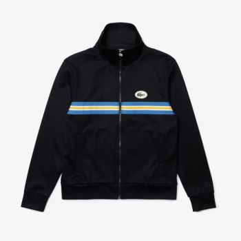 Lacoste Heritage Striped Zip-Up Sweatshirt Pánské - Mikiny Tmavě Blankyt Blankyt | CZ-WZMuPY